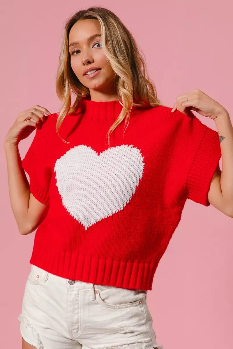 BiBi Rib Banded Heart Pattern Valentines Sweater sold by Gigi Laurent product image thumbnail 3