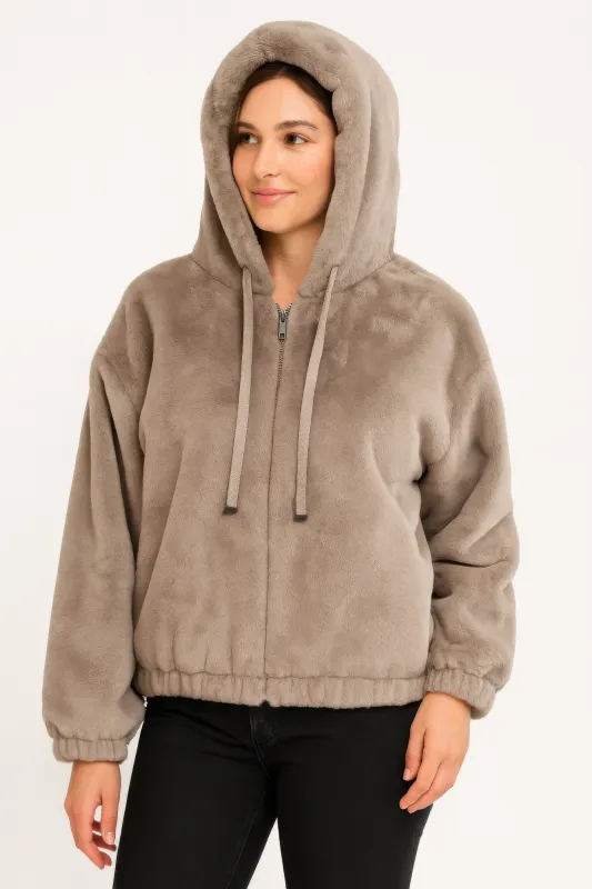 Plush Zip-Up Hooded Jacket made by Gigi Laurent