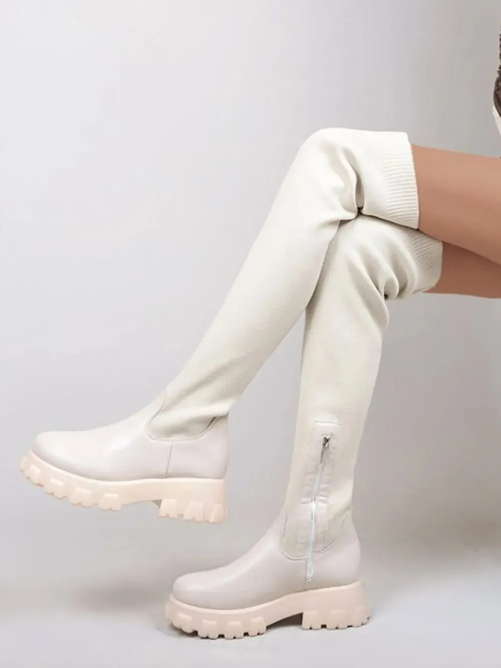 PU Leather Round Toe Platform Boots sold by Gigi Laurent product image thumbnail 5