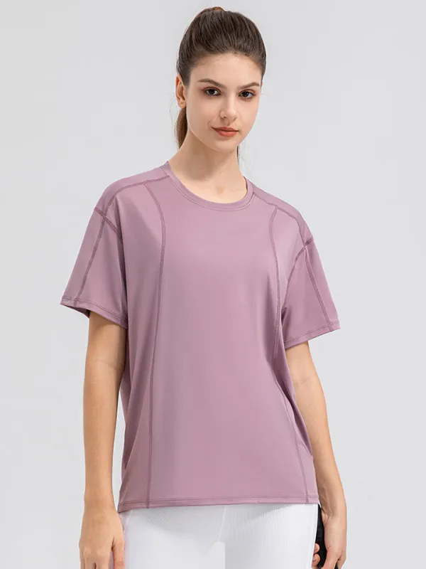 Round Neck Short Sleeve Active Top made by Gigi Laurent