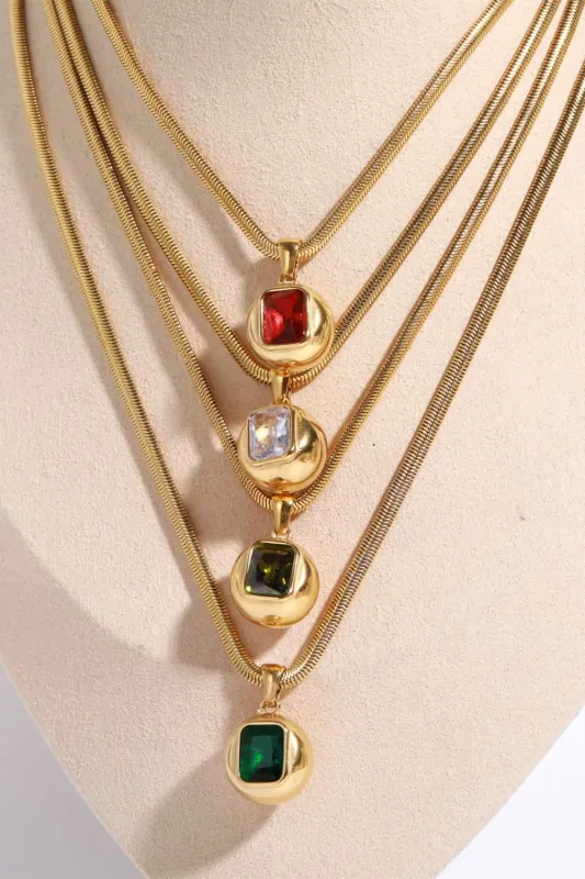 Zircon 18K Gold-Plated Geometrical Shape Pendant Necklace sold by Gigi Laurent