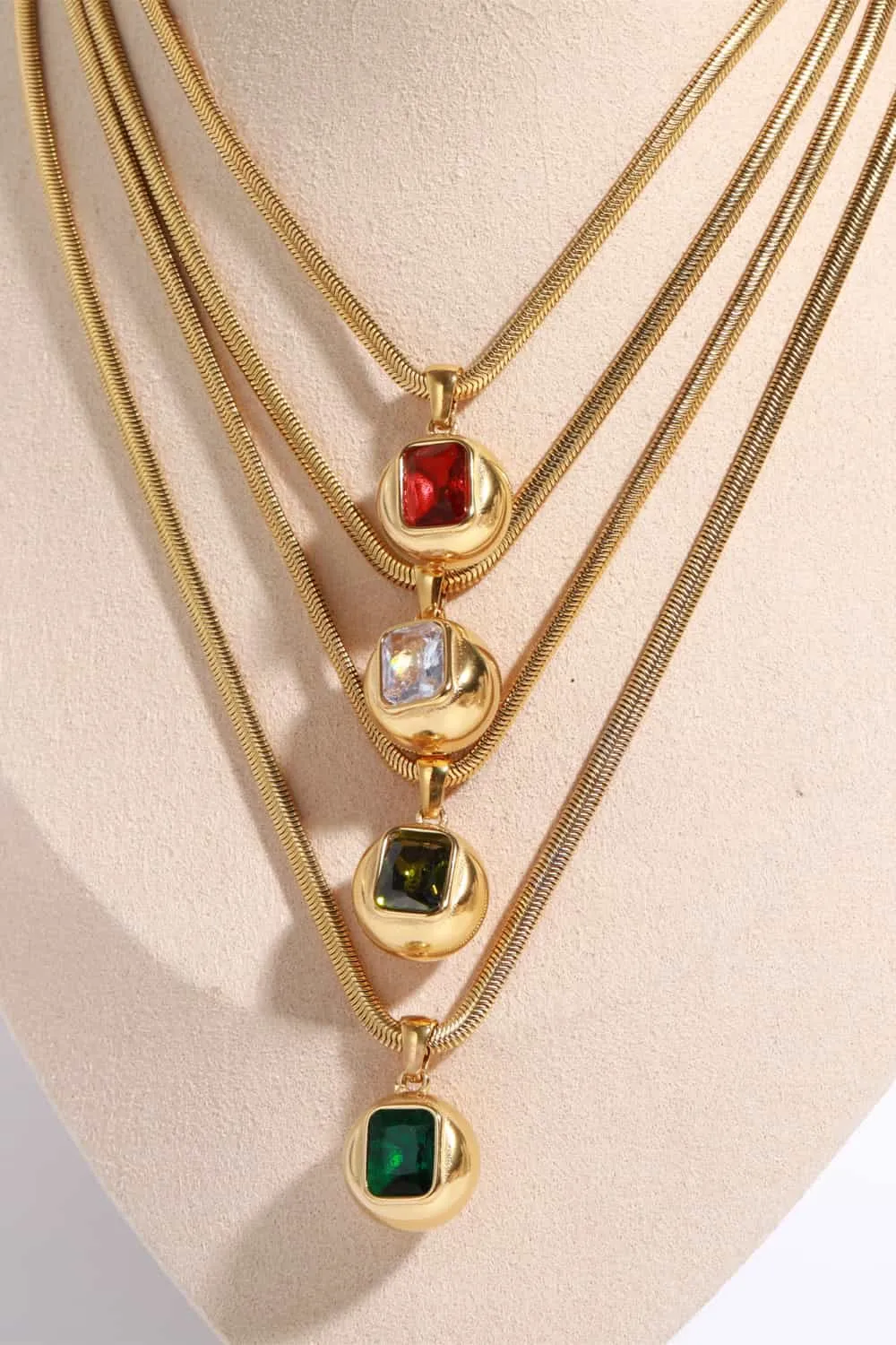 Zircon 18K Gold-Plated Geometrical Shape Pendant Necklace sold by Gigi Laurent