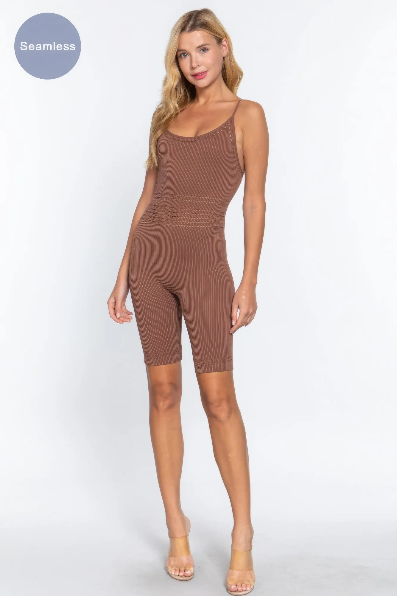 Round Neck Pointelle Detail Seamless Rib Romper sold by Gigi Laurent product image thumbnail 2