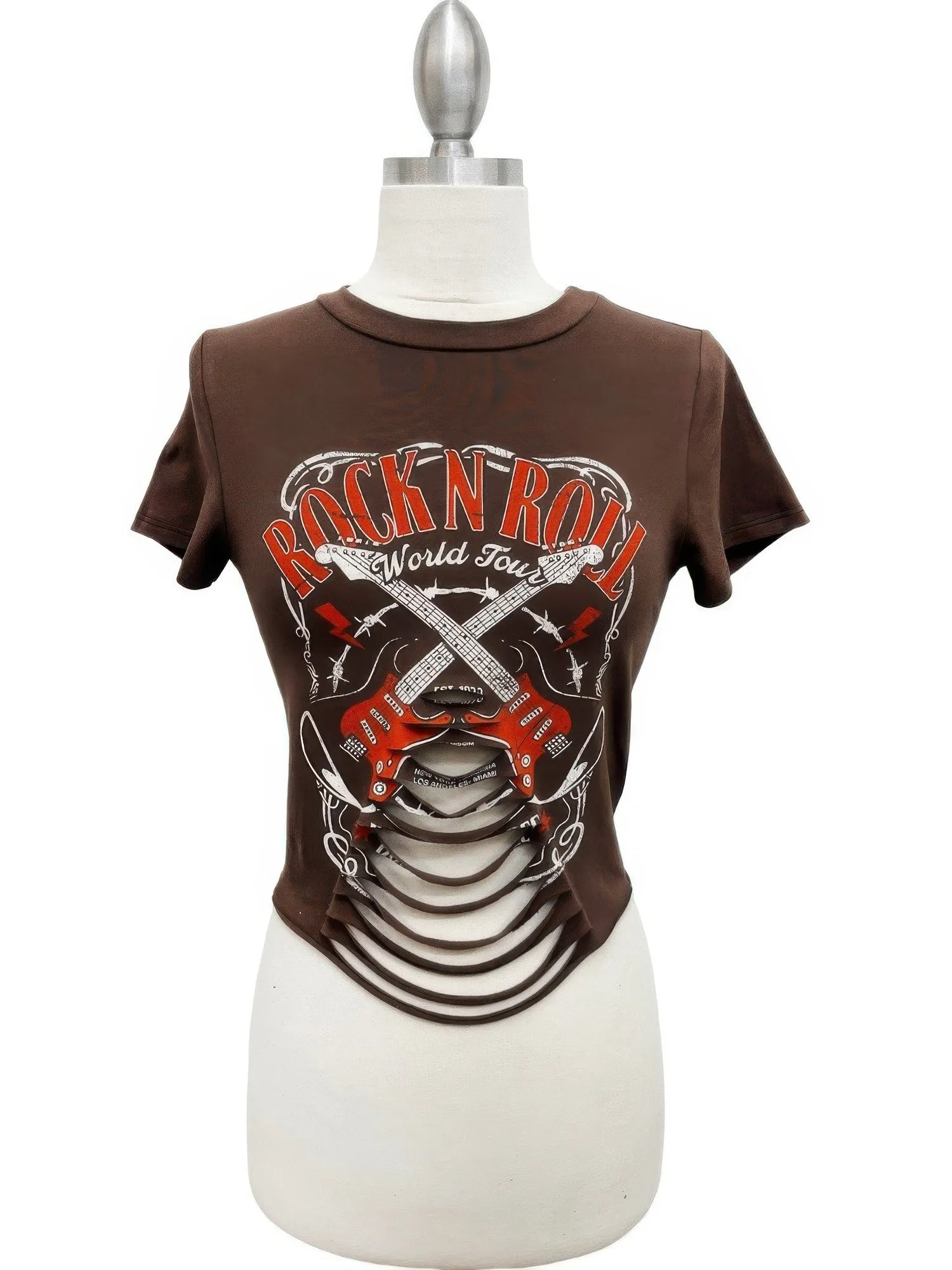 Rock N Roll World Tour Laser-cut Graphic Tee sold by Gigi Laurent product image thumbnail 2