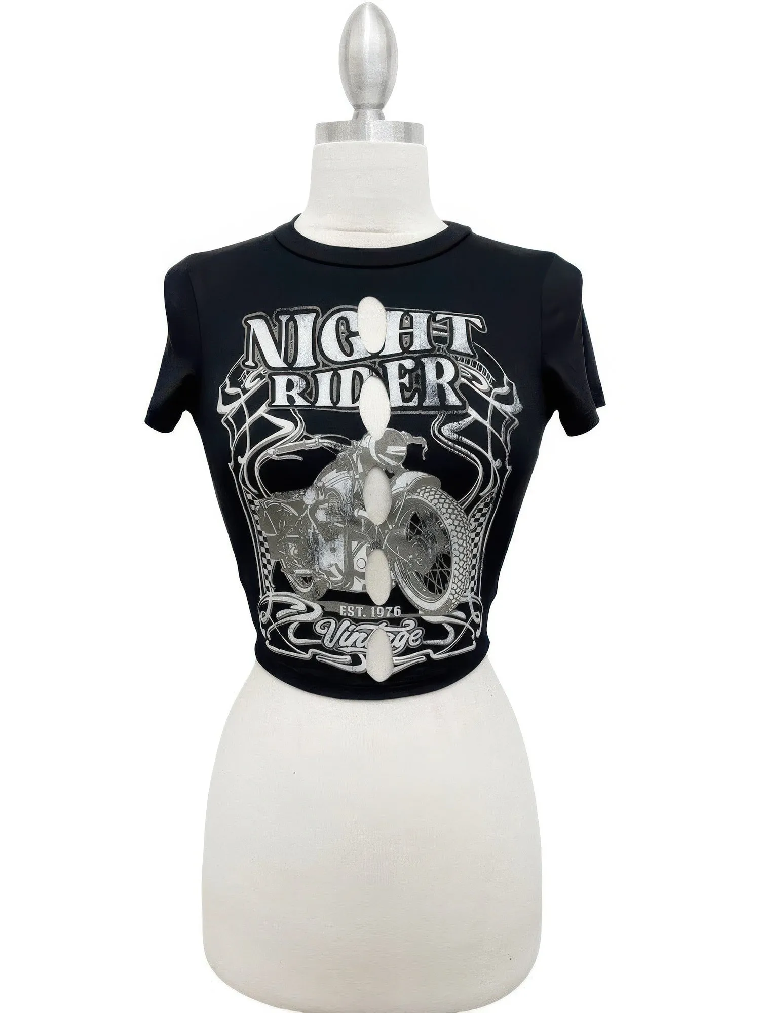 Night Rider Vintage Cut-out Crop Tee sold by Gigi Laurent product image thumbnail 4