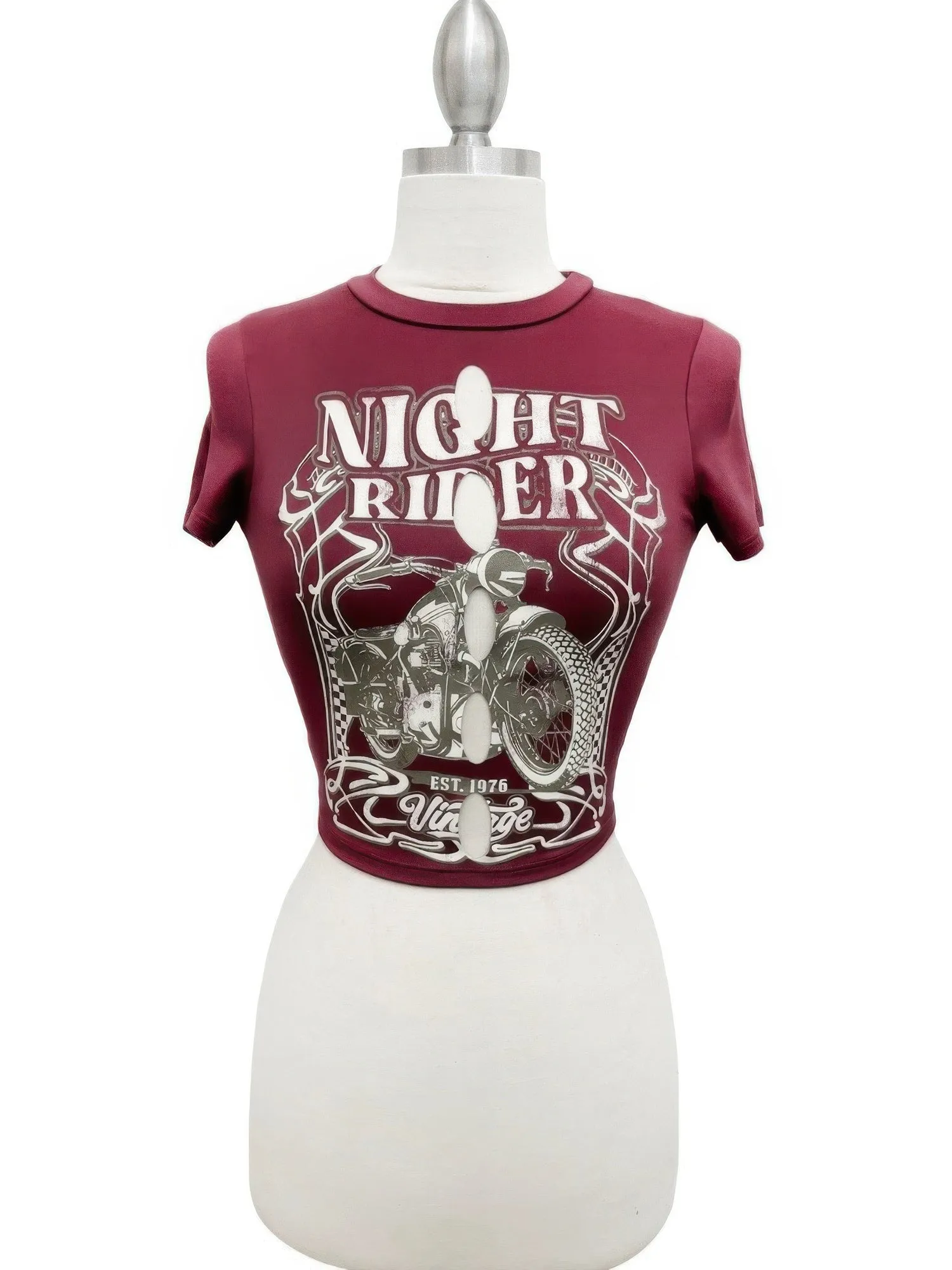 Night Rider Vintage Cut-out Crop Tee sold by Gigi Laurent product image thumbnail 2