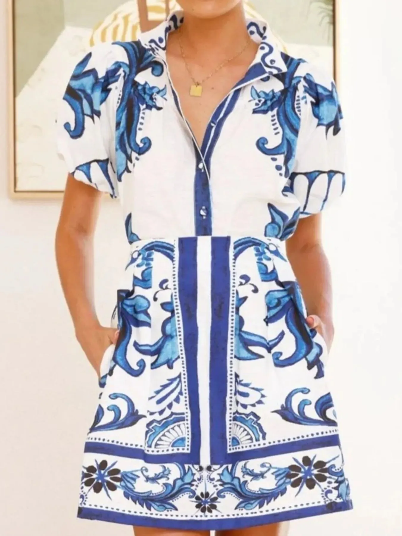 Printed Puff Sleeve Top and Skirt Set sold by Gigi Laurent product image thumbnail 2