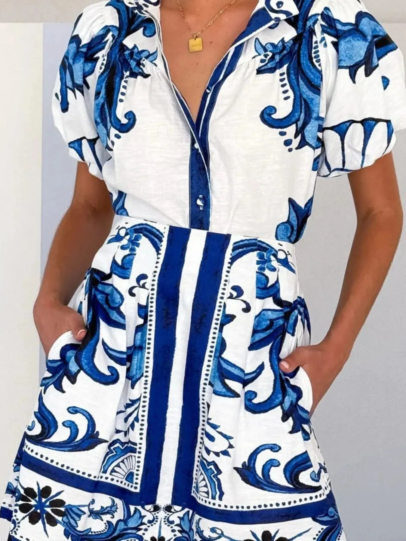 Printed Puff Sleeve Top and Skirt Set sold by Gigi Laurent product image thumbnail 4