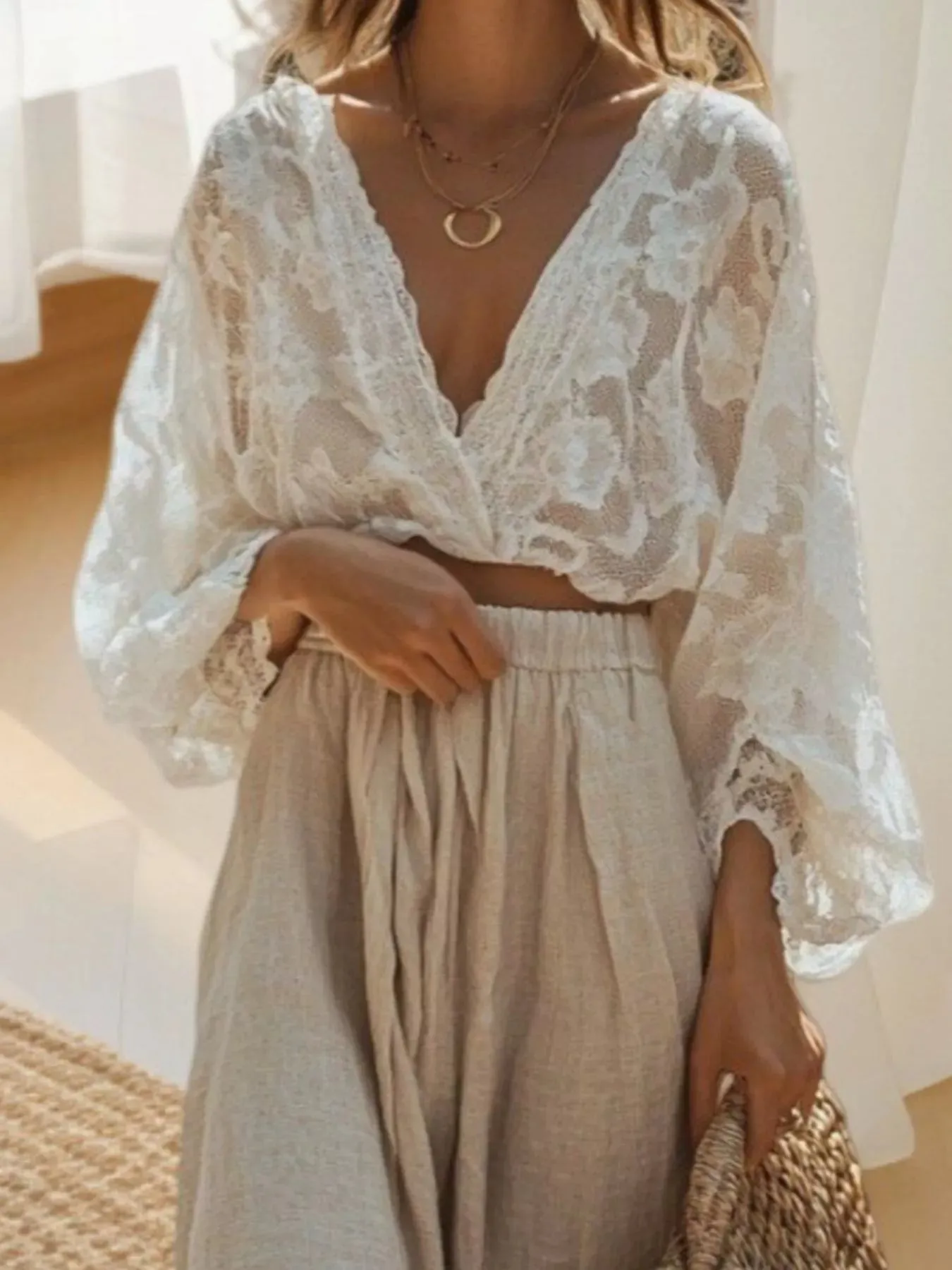Lace Long Sleeve Top and Skirt Set sold by Gigi Laurent product image thumbnail 2