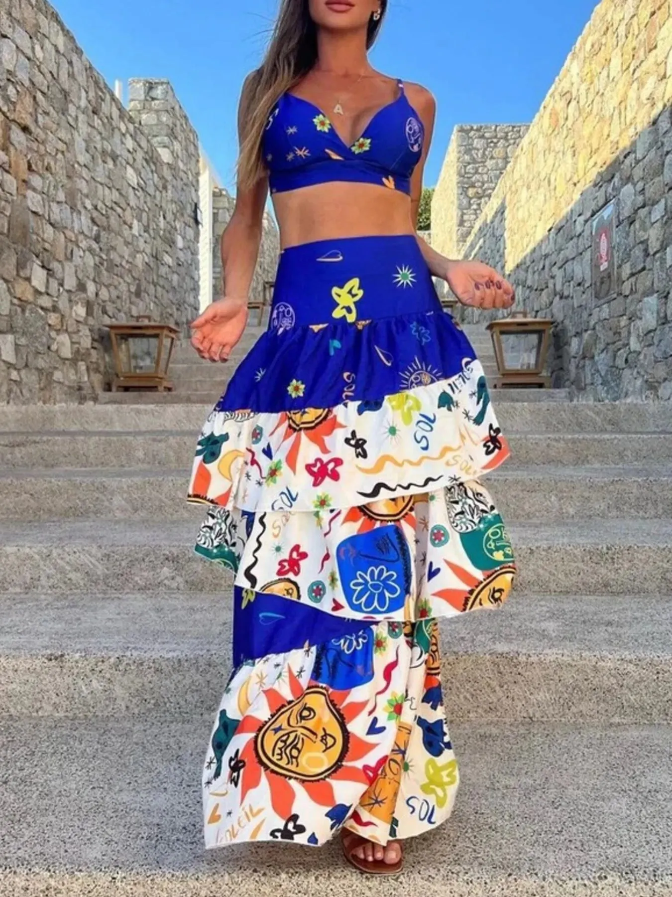 Printed Cami and Layered Skirt Set sold by Gigi Laurent product image thumbnail 2