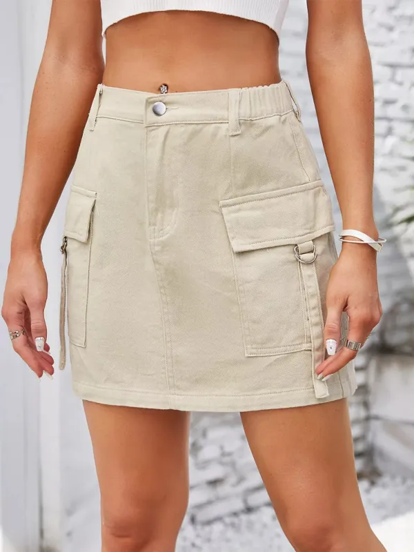 Casual Cargo Denim Skirt sold by Gigi Laurent