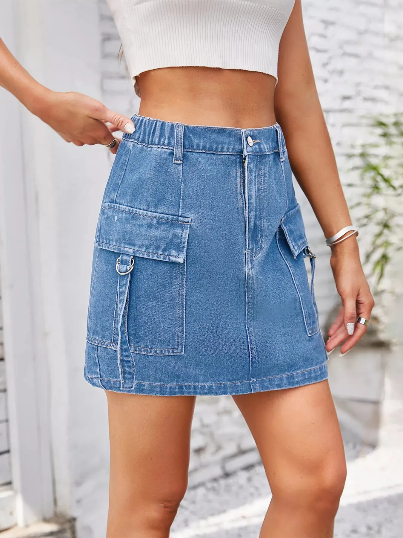 Casual Cargo Denim Skirt sold by Gigi Laurent product image thumbnail 5