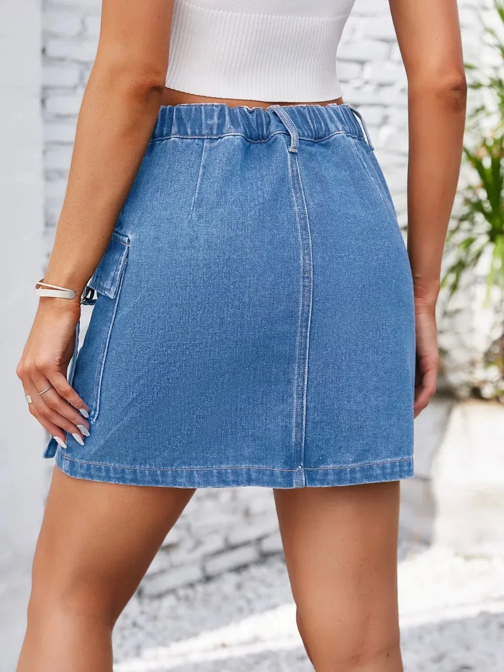 Pocketed Buttoned Denim Skirt sold by Gigi Laurent product image thumbnail 2