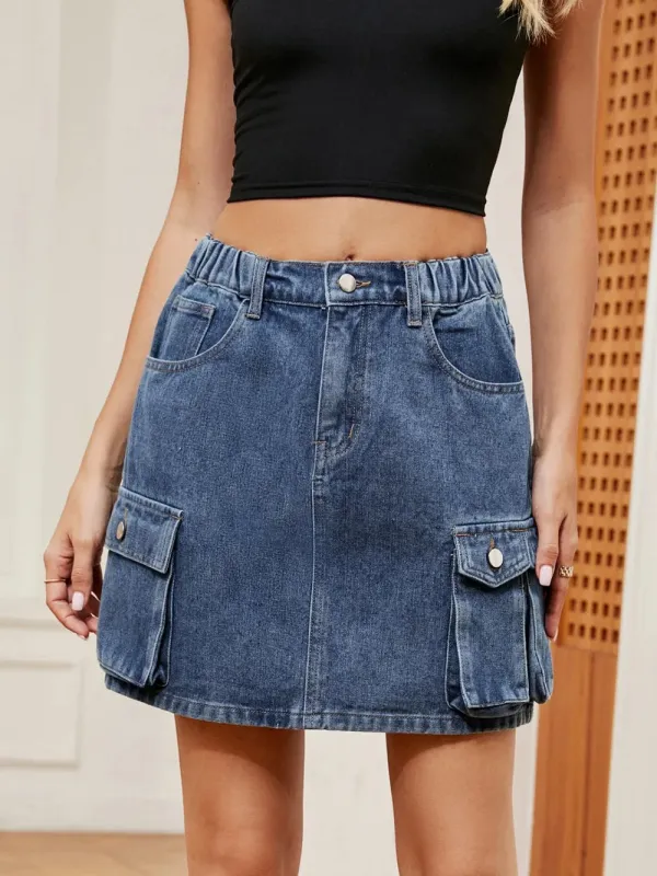 High Waist Denim Skirt sold by Gigi Laurent