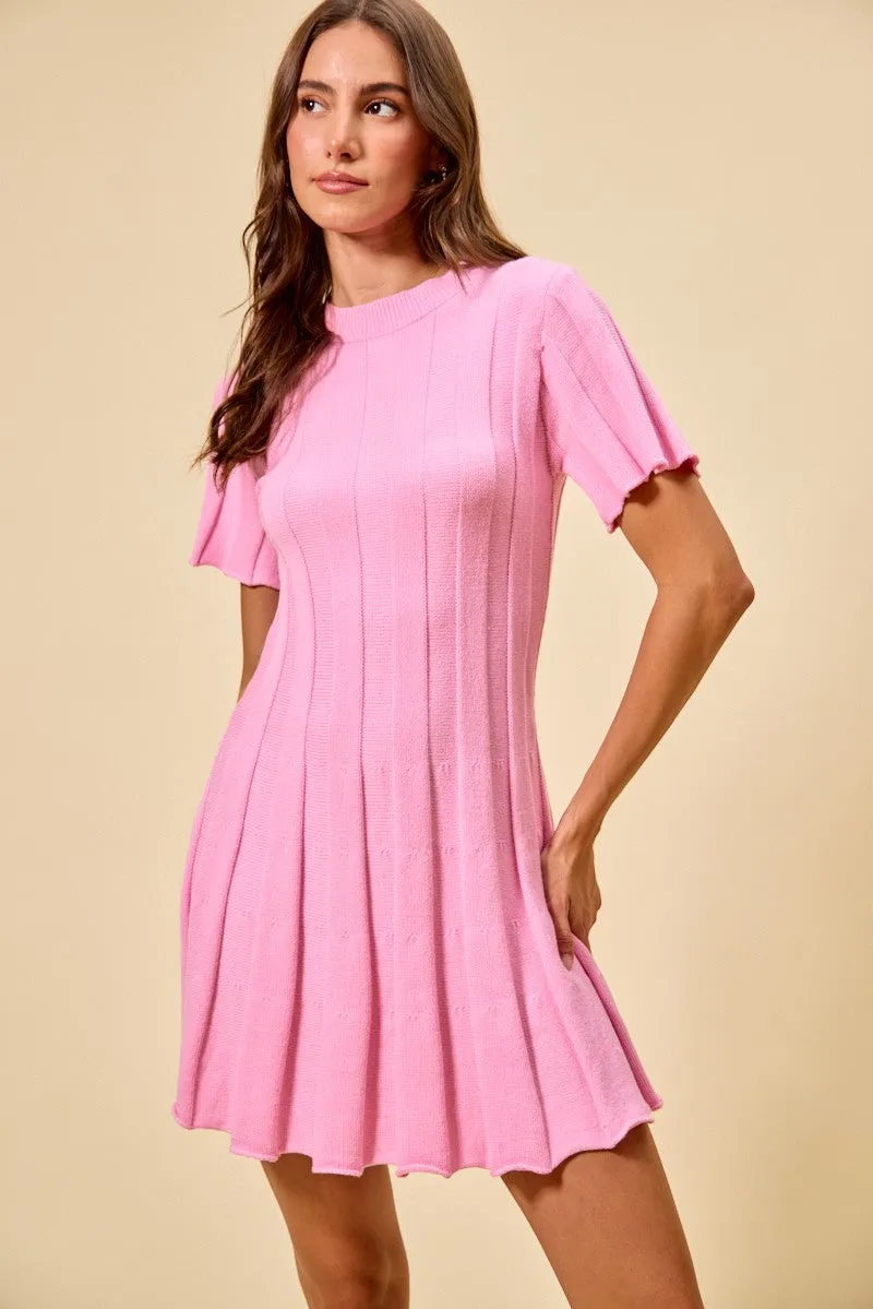 SO ME Wide Rib Short Sleeves Sweater Knit Mini Dress sold by Gigi Laurent product image thumbnail 4