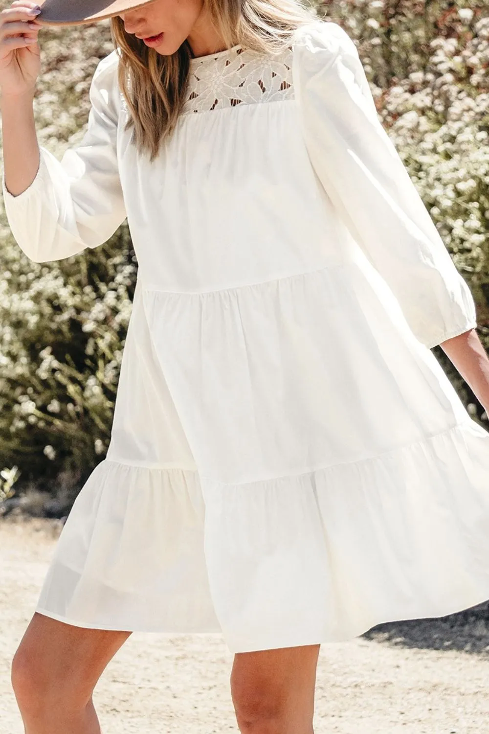 3/4 Sleeve Tiered Mini Dress sold by Gigi Laurent product image thumbnail 3