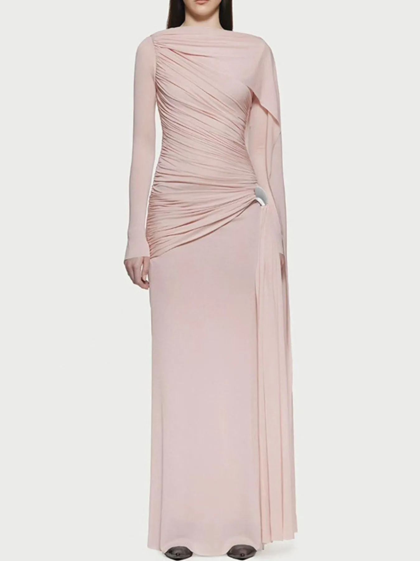 Ruched Draped Long Sleeve Maxi Dress sold by Gigi Laurent product image thumbnail 4