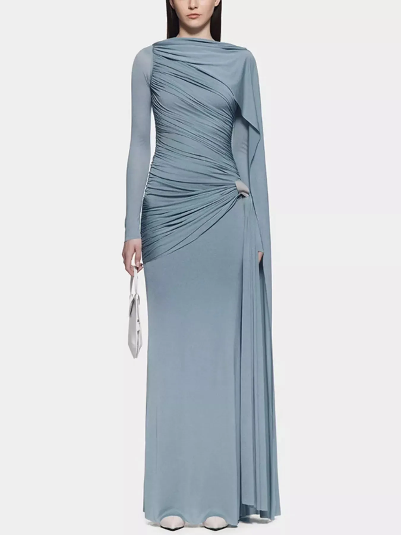 Ruched Draped Long Sleeve Maxi Dress sold by Gigi Laurent