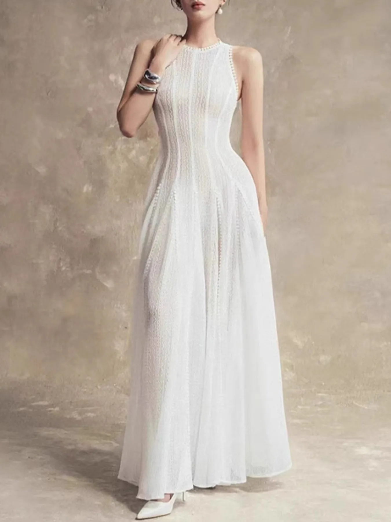 Lace Round Neck Sleeveless Maxi Dress sold by Gigi Laurent