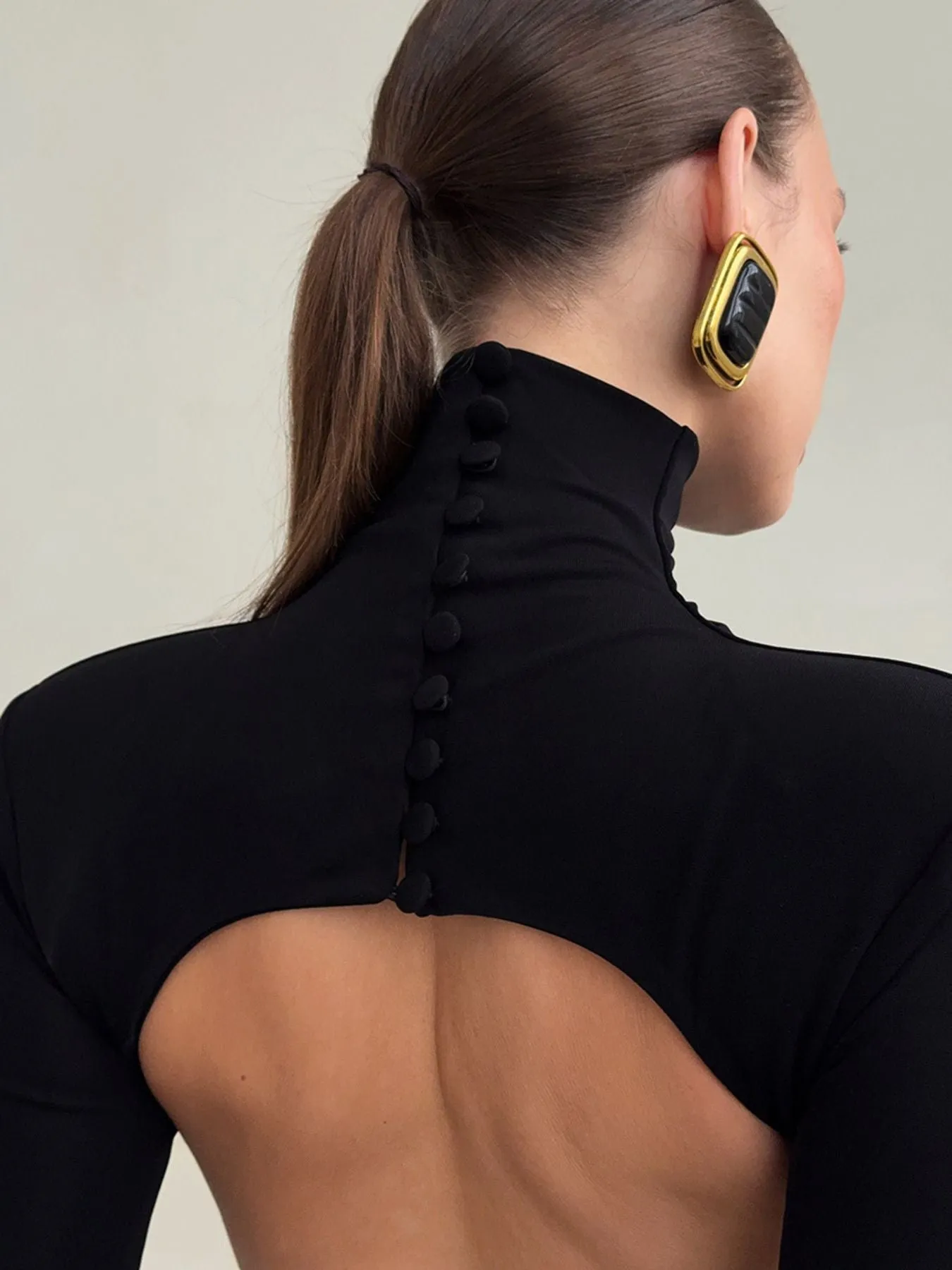 Backless Turtleneck Long Sleeve Bodycon Maxi Dress sold by Gigi Laurent product image thumbnail 5