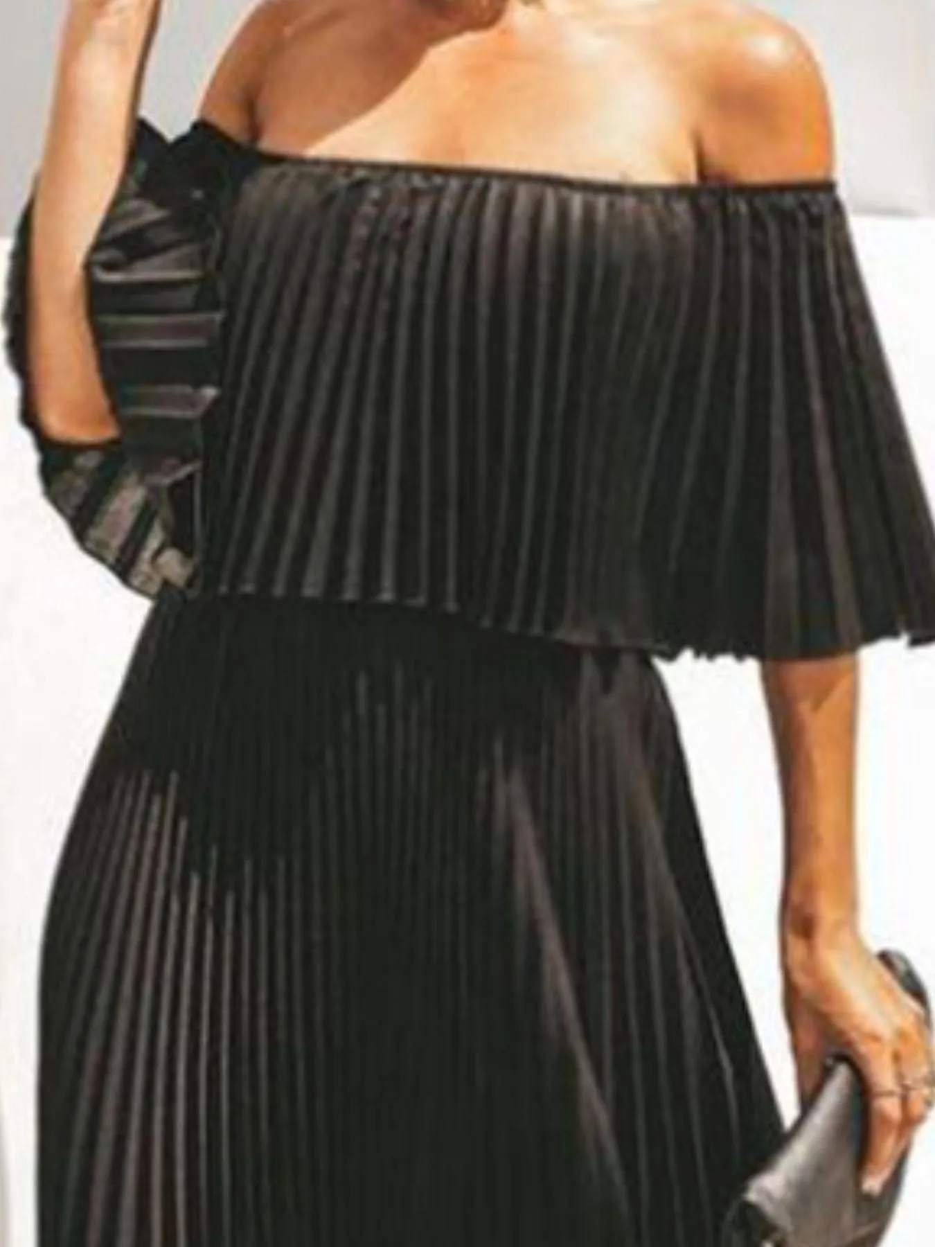 Full Size Off-Shoulder Pleated Maxi Dress Plus Size sold by Gigi Laurent product image thumbnail 2