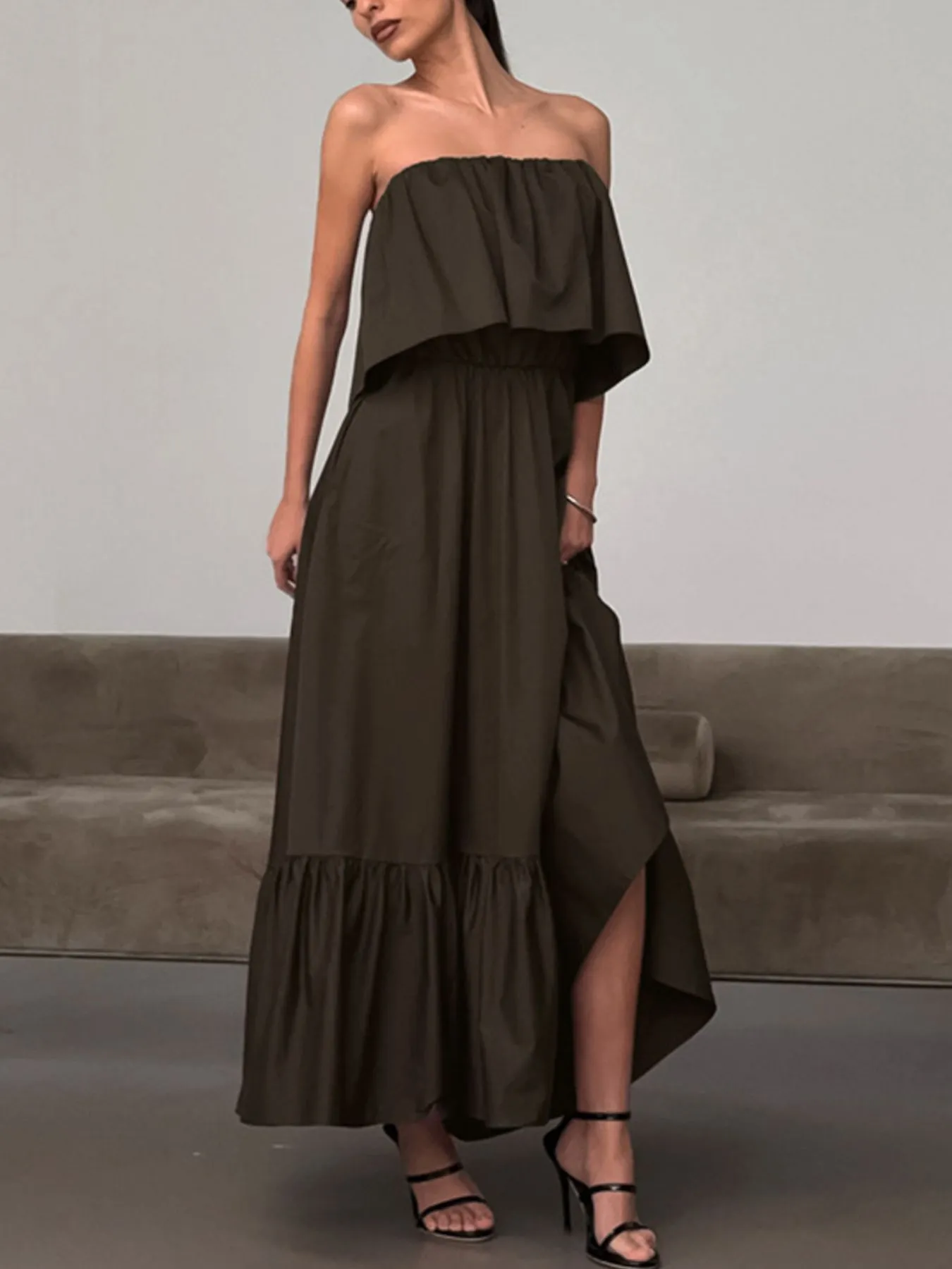 Off-Shoulder Ruffle Hem Maxi Dress sold by Gigi Laurent product image thumbnail 2