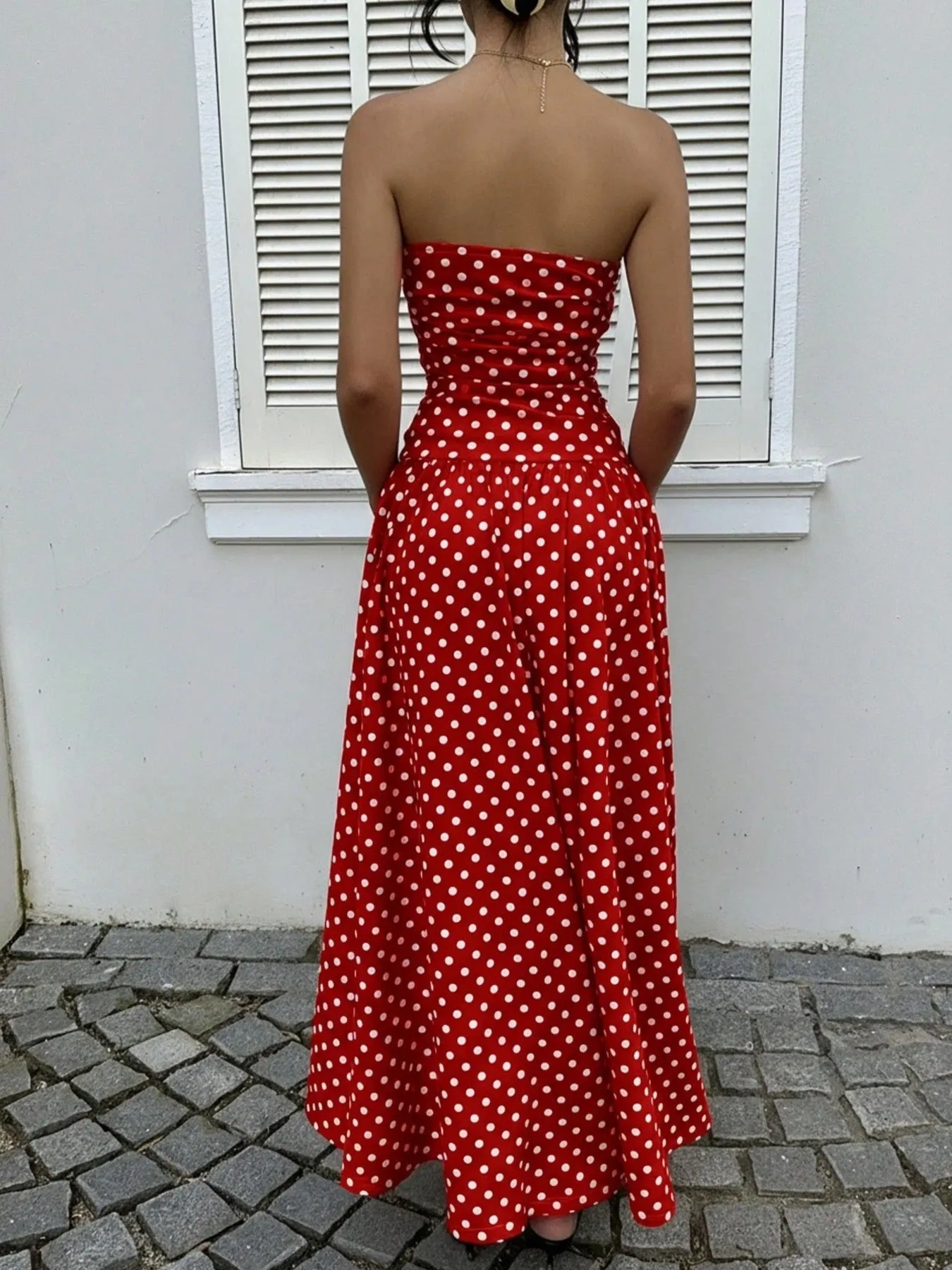 Polka Dot Strapless Maxi Dress sold by Gigi Laurent product image thumbnail 3
