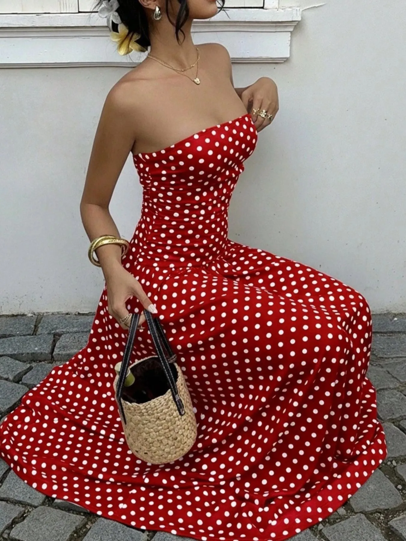 Polka Dot Strapless Maxi Dress sold by Gigi Laurent product image thumbnail 5