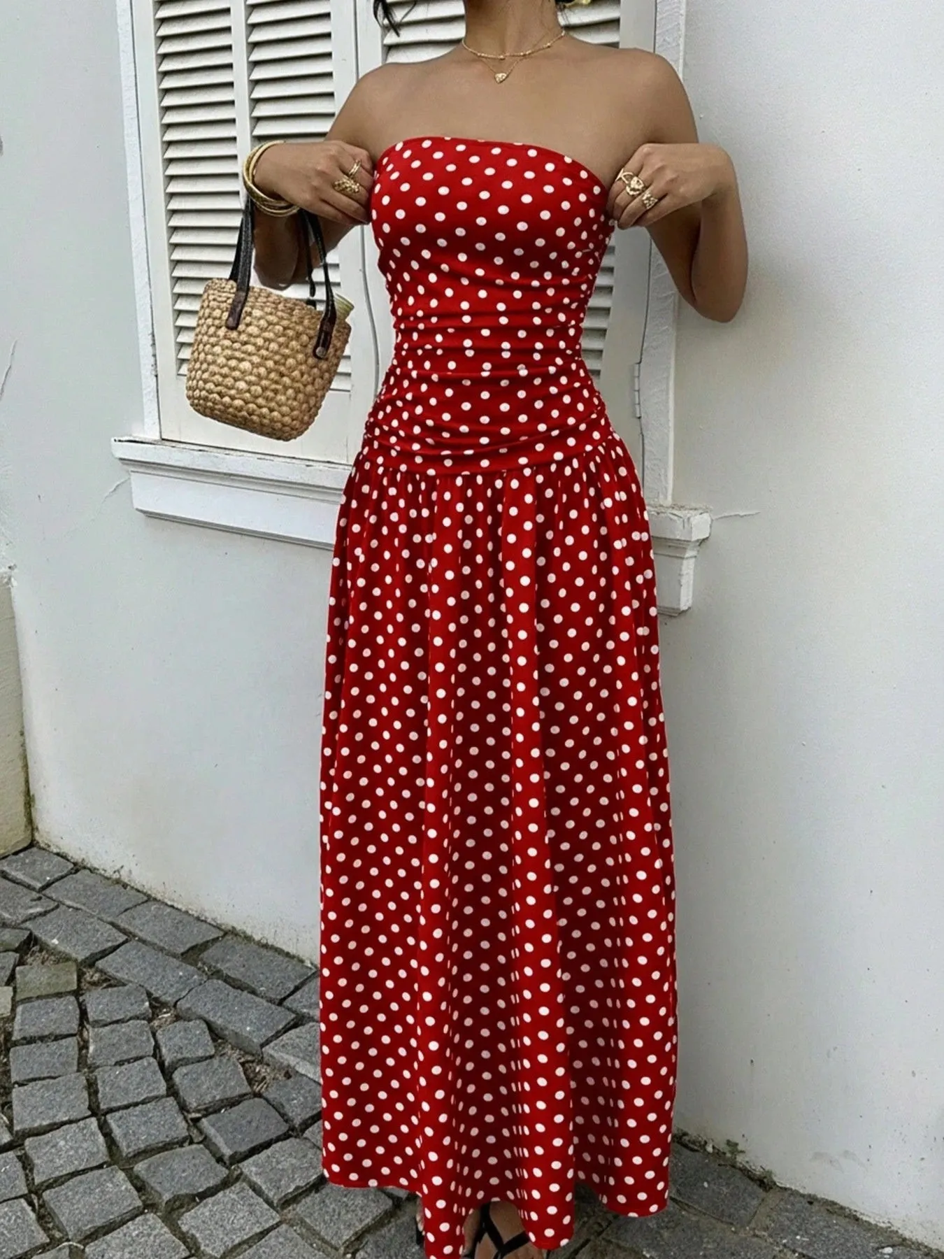 Polka Dot Strapless Maxi Dress sold by Gigi Laurent product image thumbnail 2