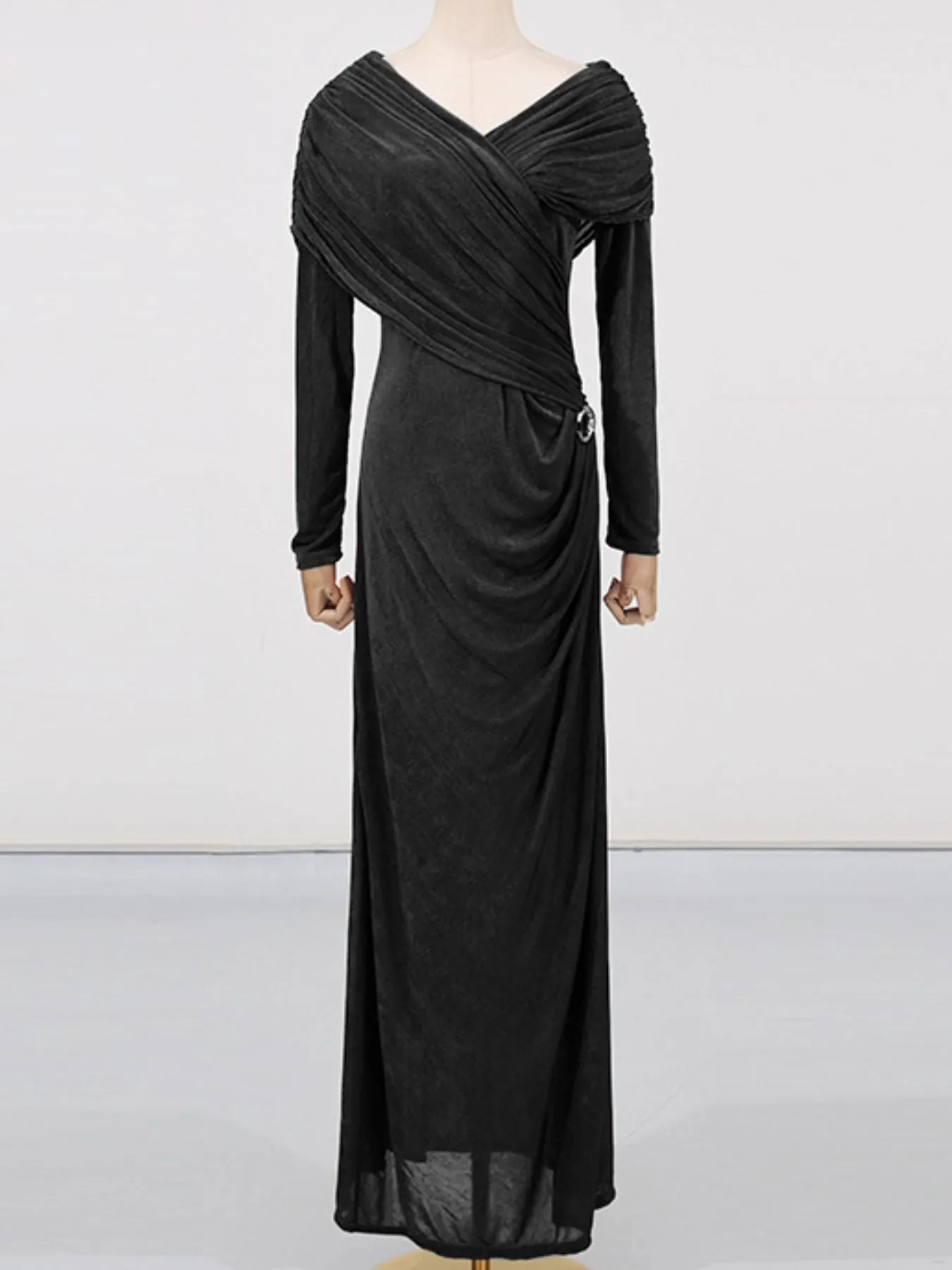 Ruched Draped Long Sleeve Maxi Dress sold by Gigi Laurent product image thumbnail 5