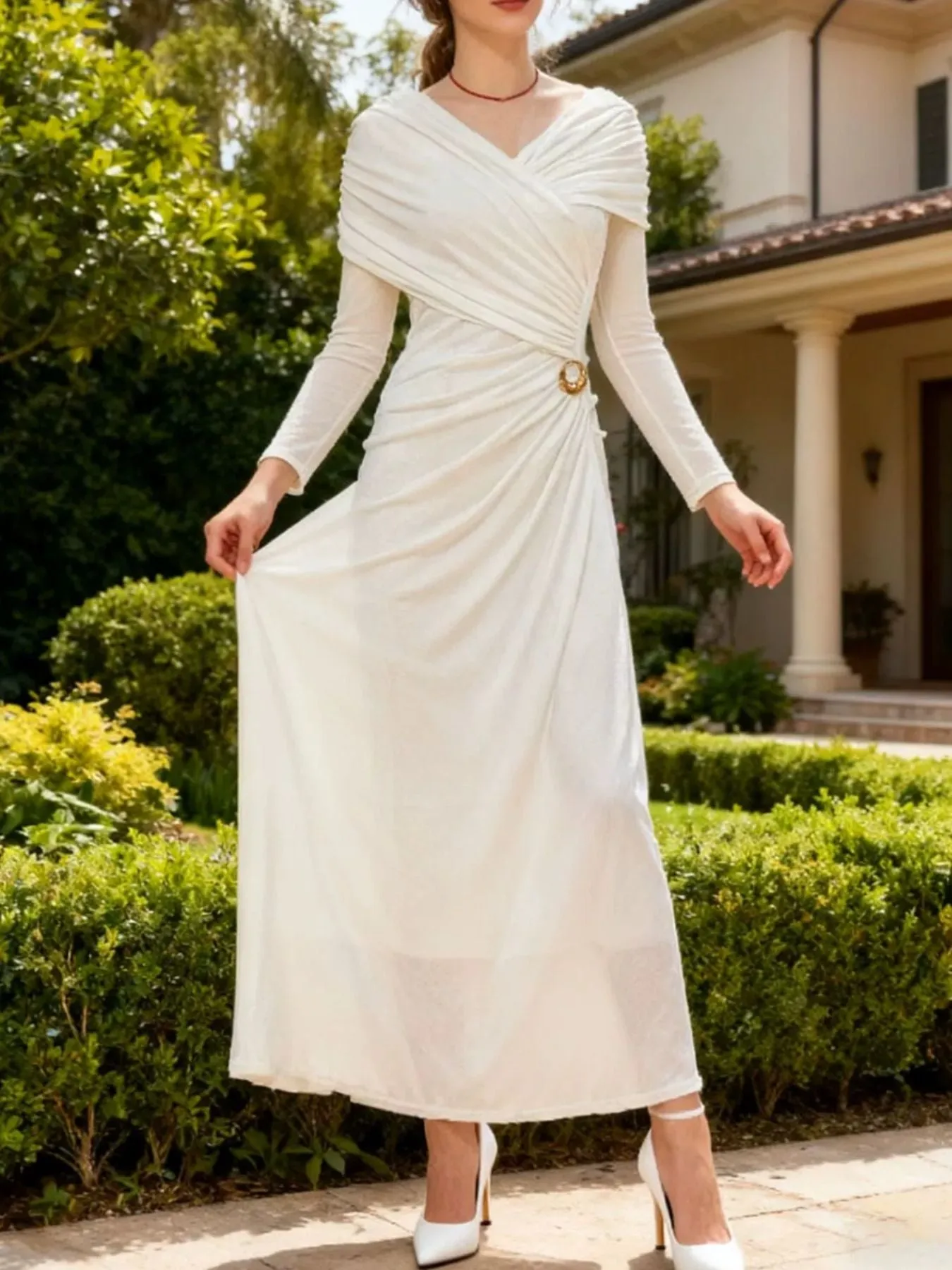 Ruched Draped Long Sleeve Maxi Dress sold by Gigi Laurent product image thumbnail 2