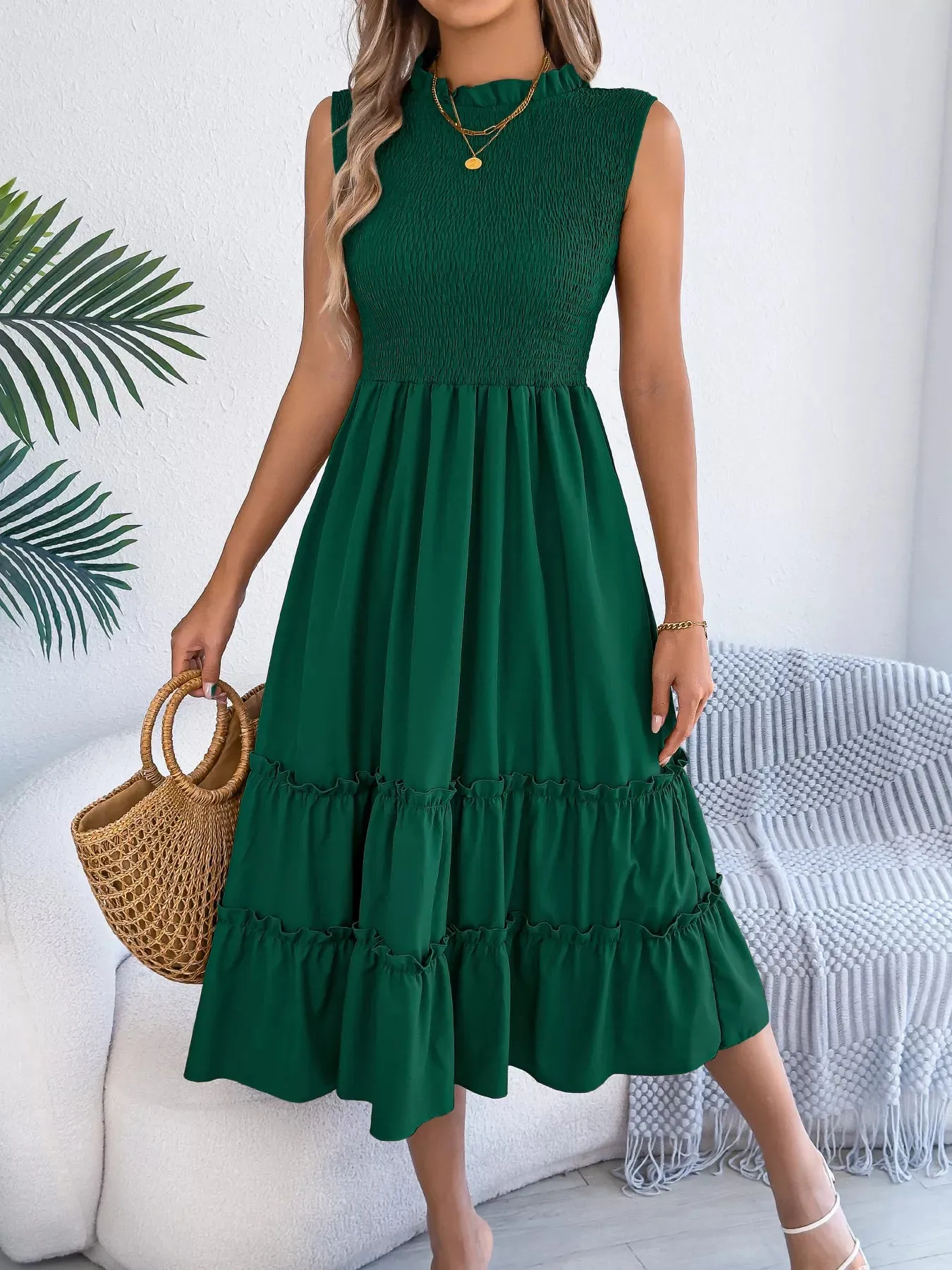 Smocked Sleeveless Tiered Dress sold by Gigi Laurent