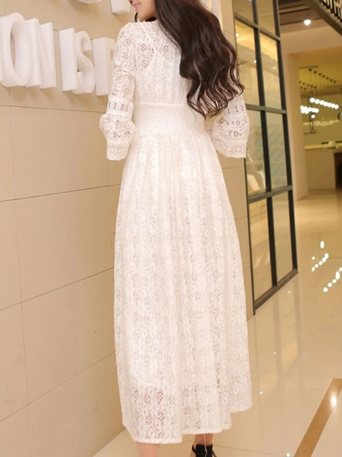 Lace 3/4 Sleeve Midi Dress sold by Gigi Laurent product image thumbnail 4