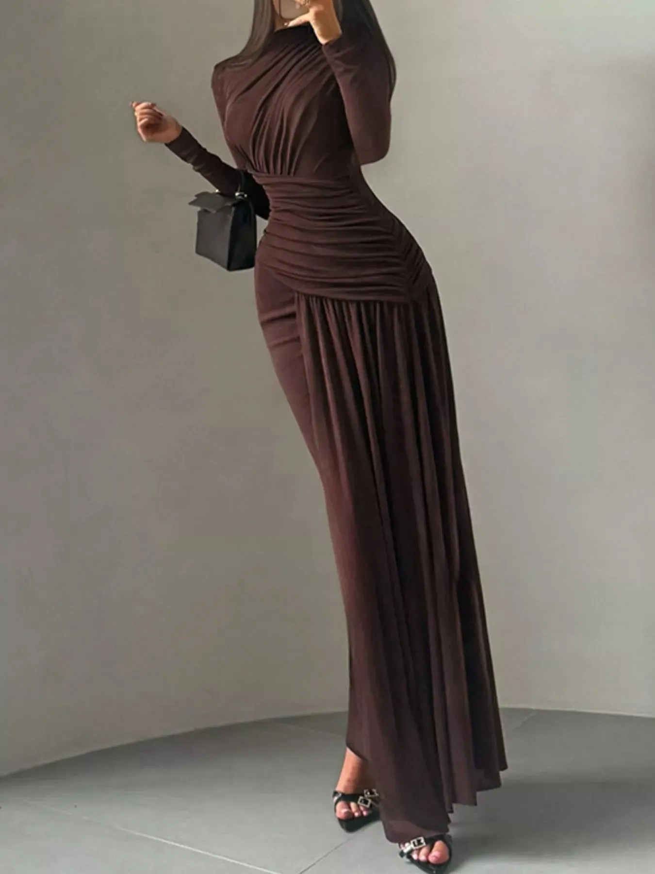 Ruched Long Sleeve Maxi Dress sold by Gigi Laurent product image thumbnail 3