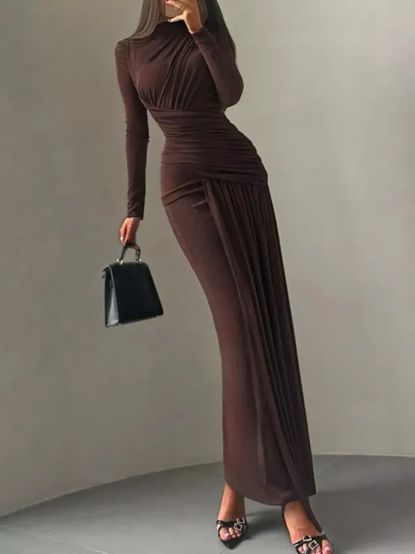 Ruched Long Sleeve Maxi Dress sold by Gigi Laurent