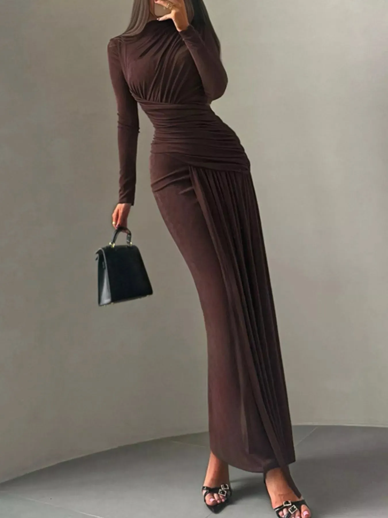 Ruched Long Sleeve Maxi Dress sold by Gigi Laurent