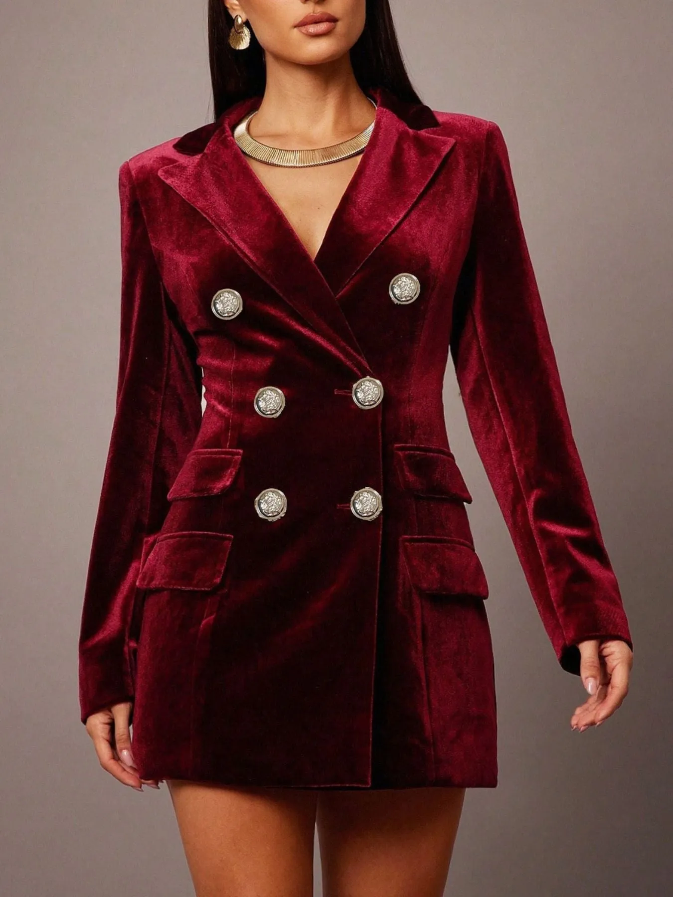 Velvet Double-Breasted Blazer Dress sold by Gigi Laurent product image thumbnail 3