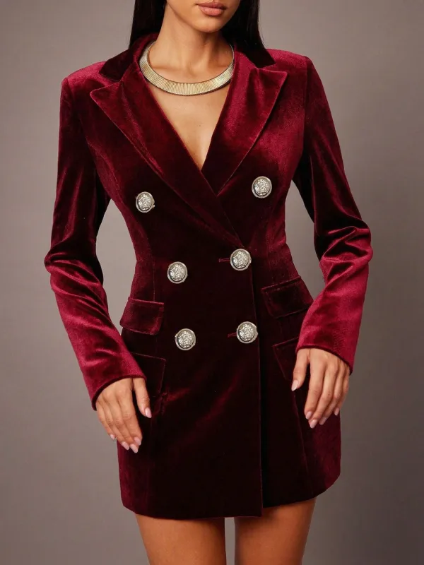 Velvet Double-Breasted Blazer Dress sold by Gigi Laurent