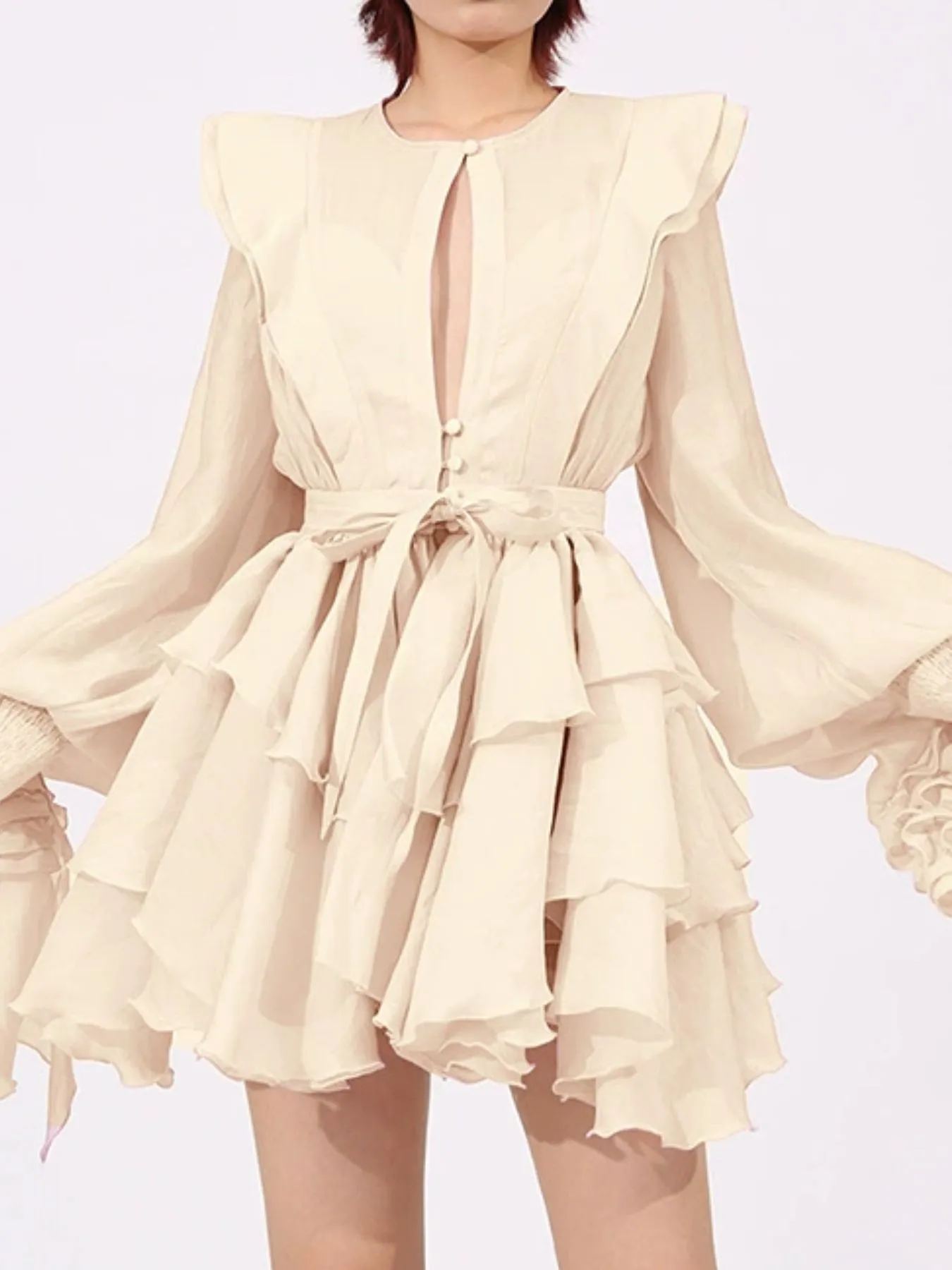 Ruffled Long Sleeve Mini Dress sold by Gigi Laurent product image thumbnail 5