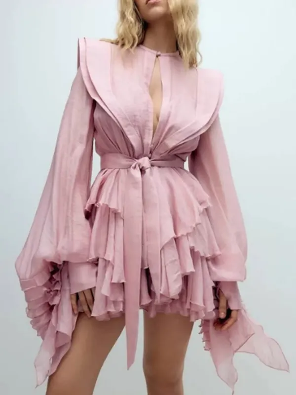 Ruffled Long Sleeve Mini Dress sold by Gigi Laurent
