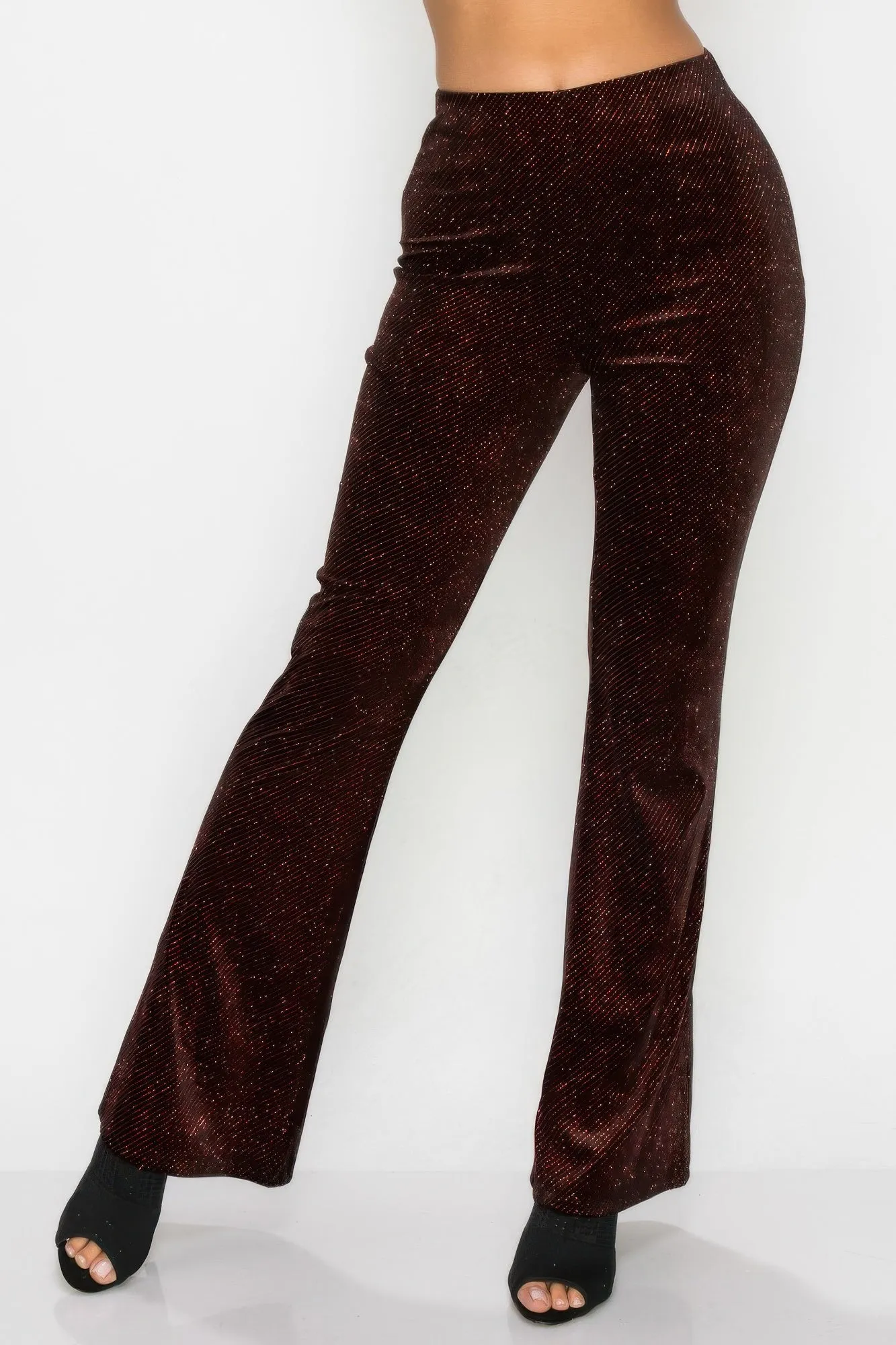 Glittery Flare High-rise Elastic Pants sold by Gigi Laurent