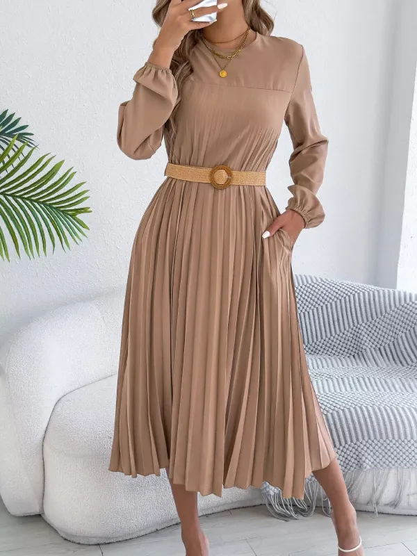 Pleated A-Line Midi Dress sold by Gigi Laurent