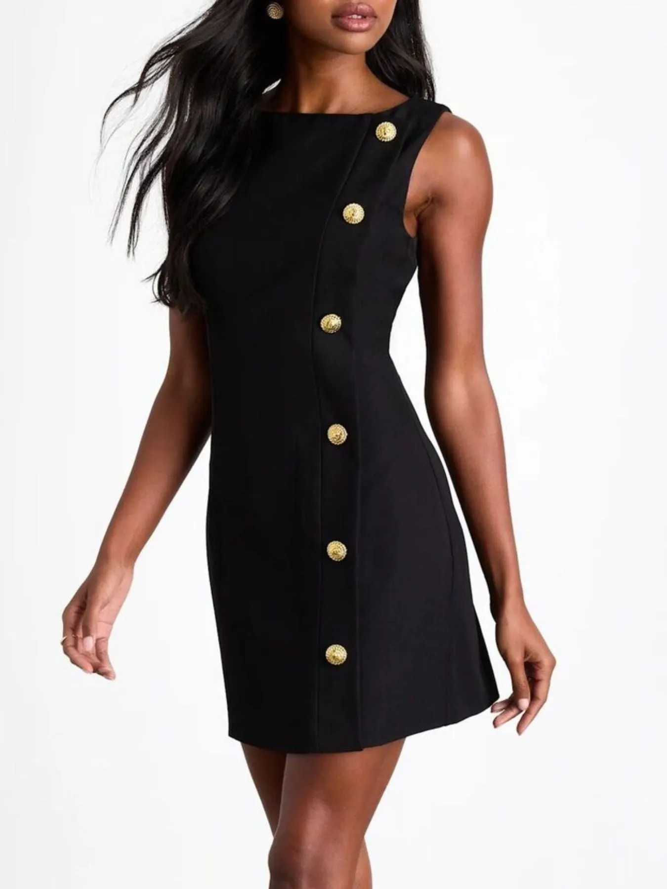 Button Decor Sleeveless Mini Dress sold by Gigi Laurent product image thumbnail 4