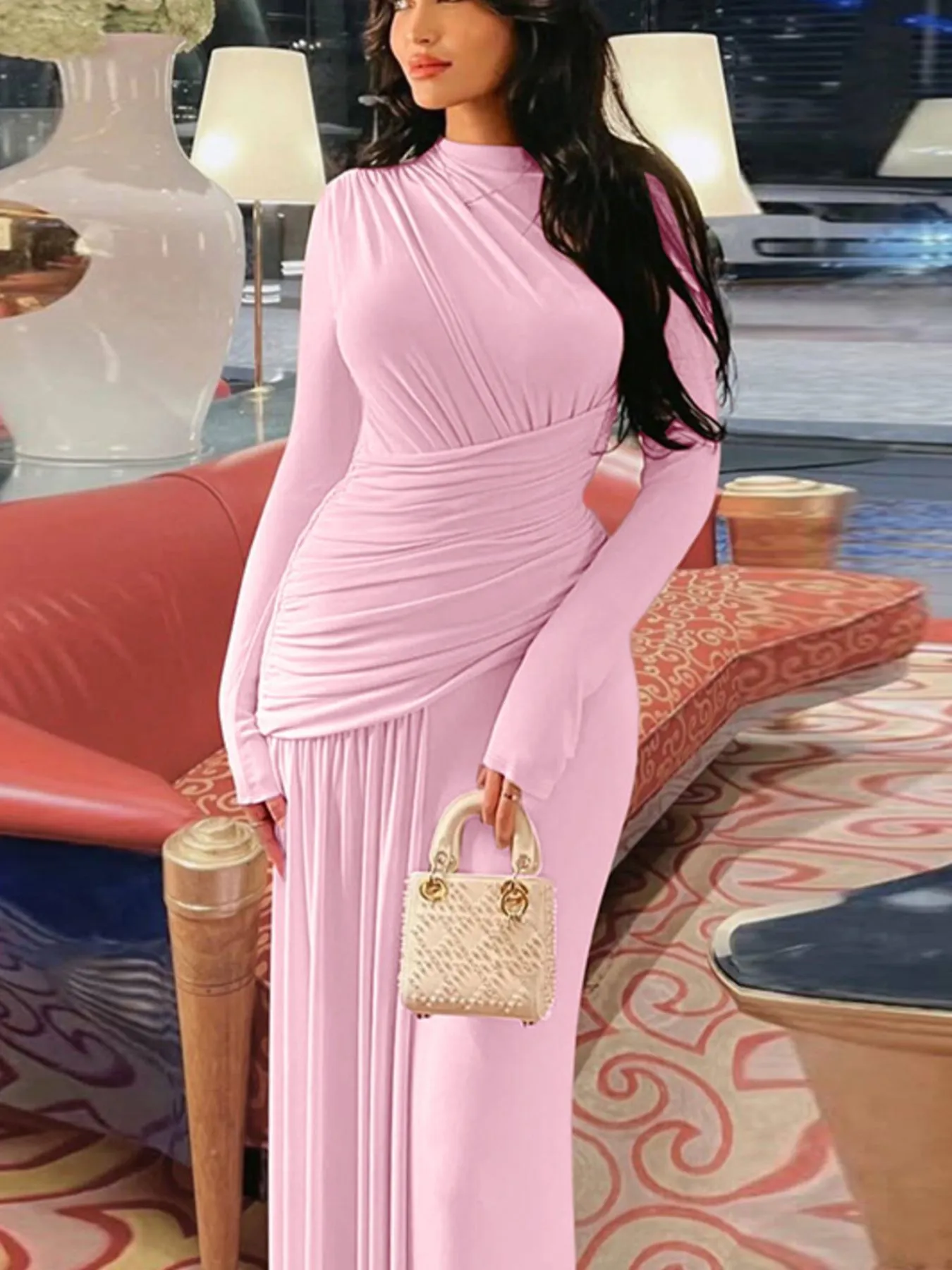 Ruched Long Sleeve Mermaid Maxi Dress sold by Gigi Laurent product image thumbnail 2