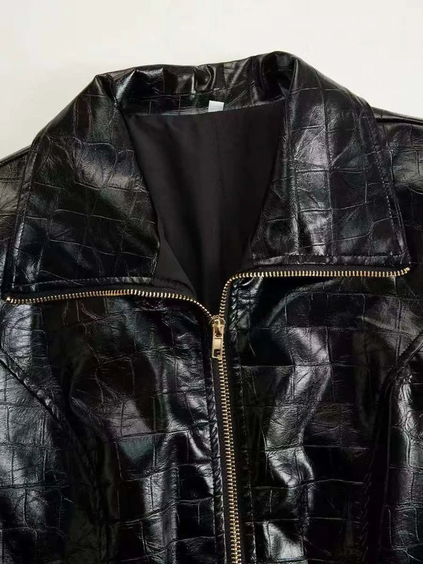 Full Size Crocodile Embossed Zipper Front Bodycon Midi Dress Plus Size sold by Gigi Laurent product image thumbnail 5