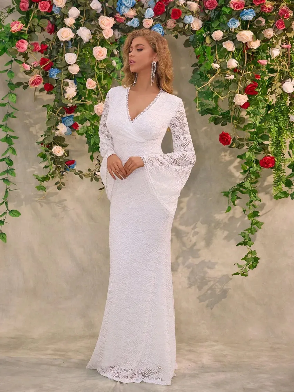 Lace Surplice Flare Sleeve Maxi Dress sold by Gigi Laurent product image thumbnail 3