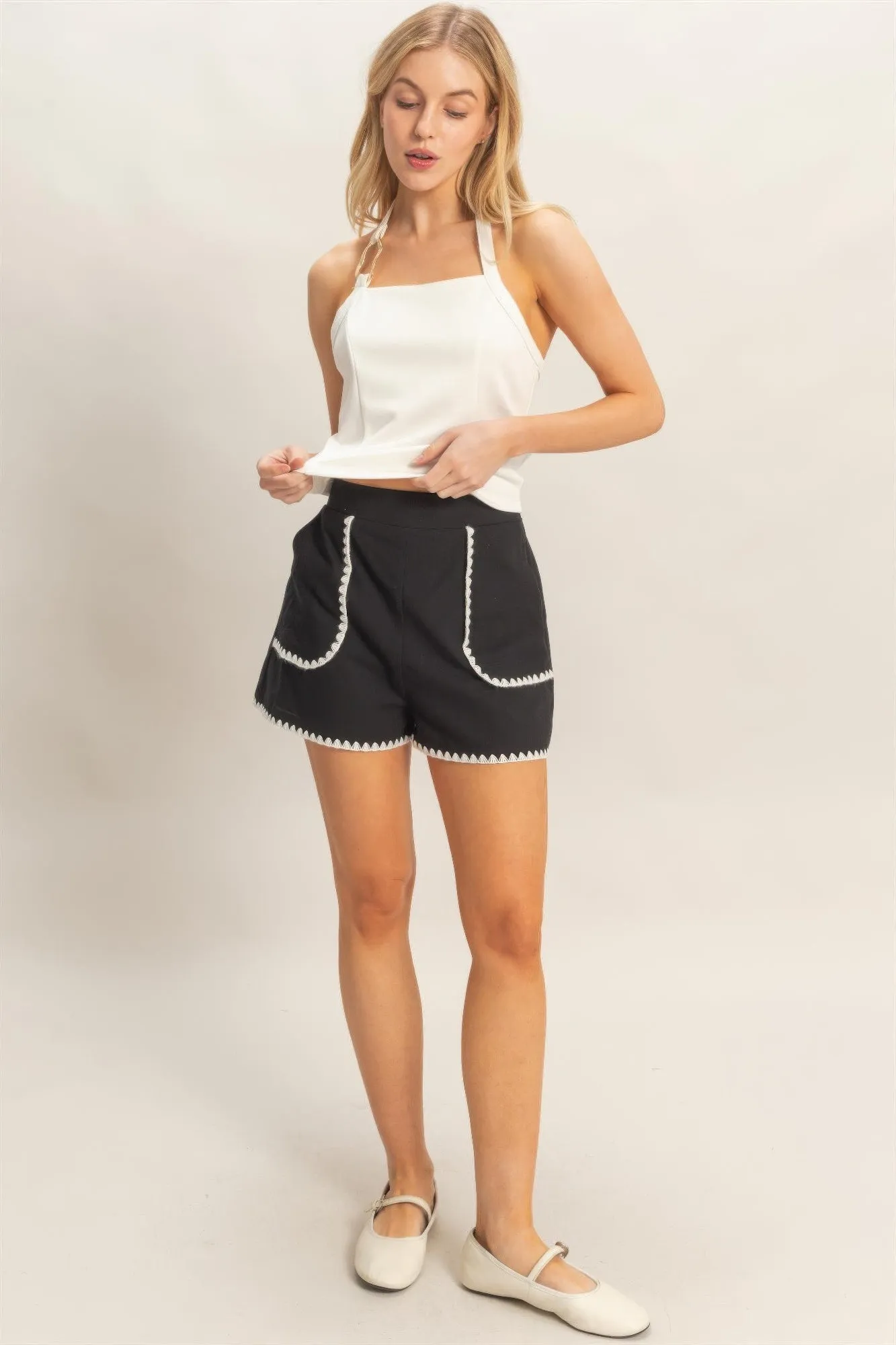 Scallop Trim High-waisted Shorts sold by Gigi Laurent product image thumbnail 4
