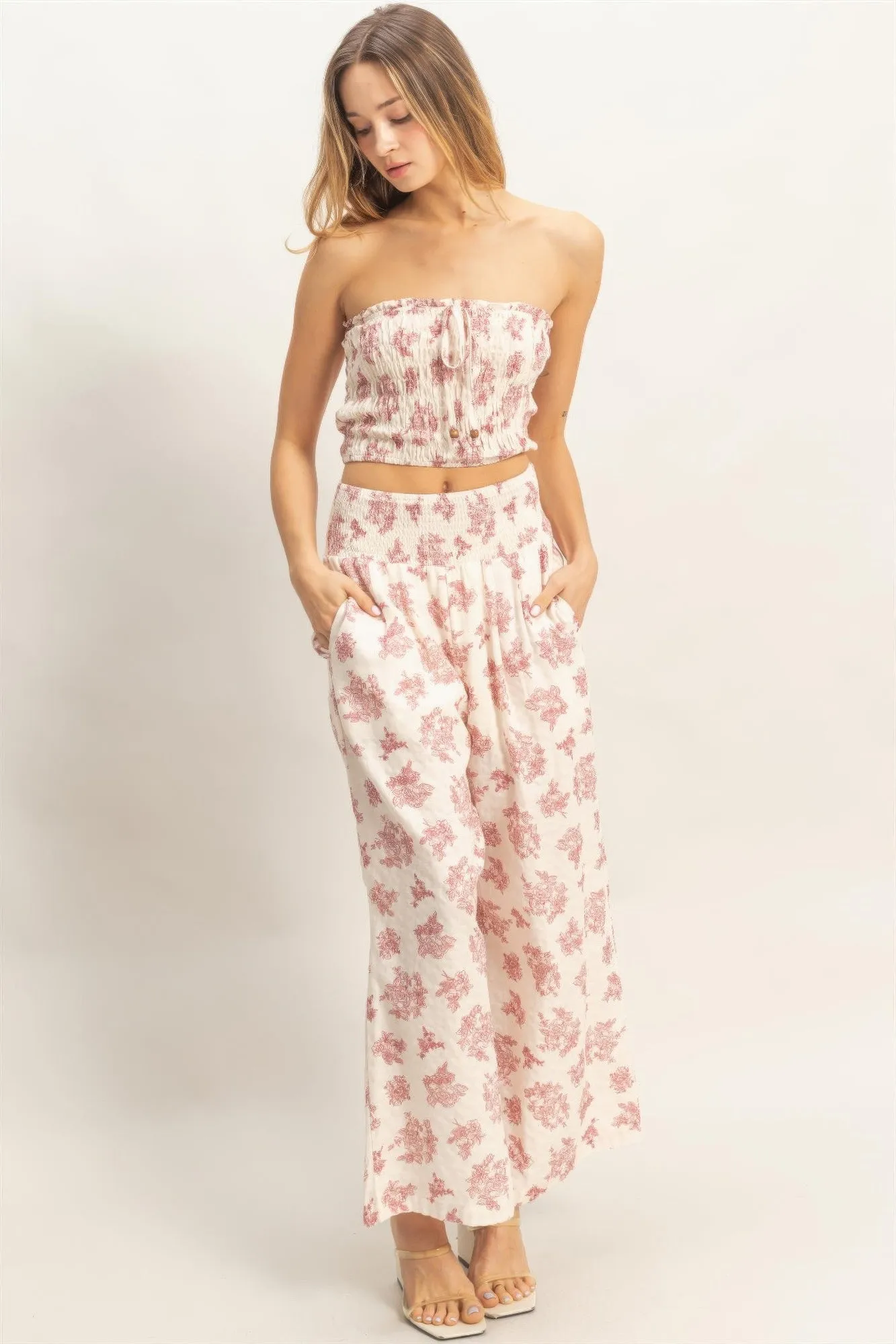Smocked Tube Top & Wide-leg Pants Set sold by Gigi Laurent product image thumbnail 3
