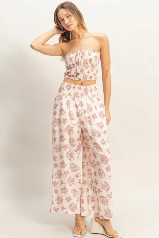 Smocked Tube Top & Wide-leg Pants Set made by Gigi Laurent