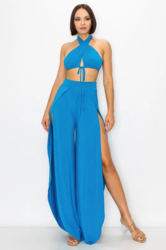 Modal 2 Piece Set, Bra And Side Slit Pant made by Gigi Laurent